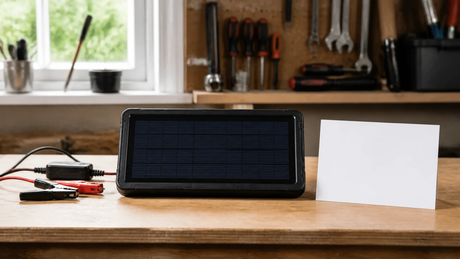 Compact solar trickle charger panel prepared for a UK wattage buying guide comparison